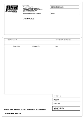 PSA068 - A4 Tax Invoice Sheets