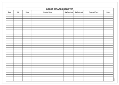 PSA063 - Goods Inwards Register Books