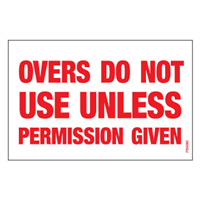 PSA065 - 'Overs - Do Not Use...' Labels PSA065 - 'Overs - Do Not Use...' Labels