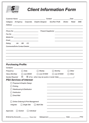 PSA047- A4 Client Information Form Pads
