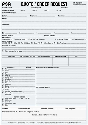  PSA015 - Quote/Order Request Pads